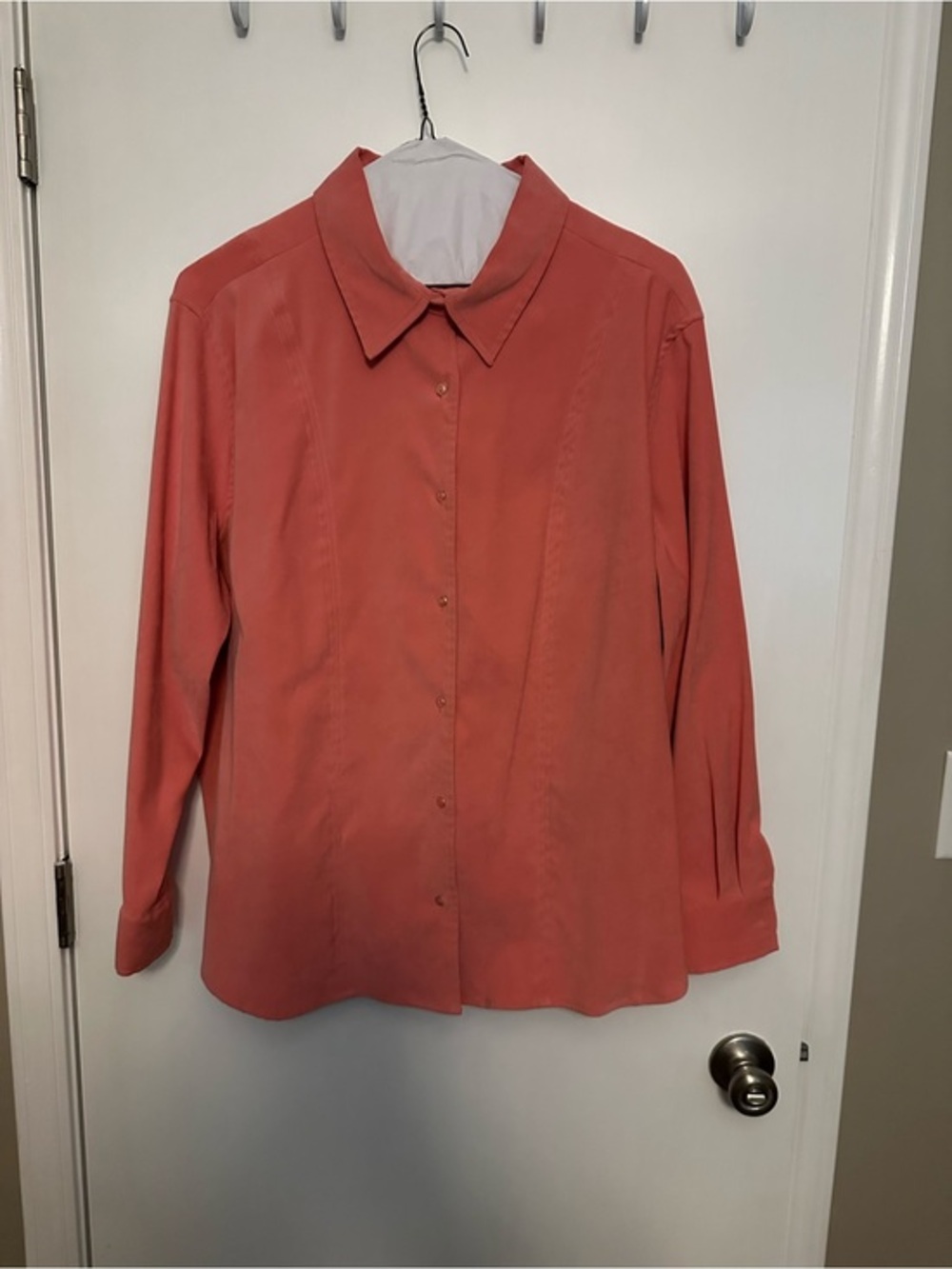 Jessica London Dusty Coral Long-Sleeve Button-Front Shirt Size 2x EUC